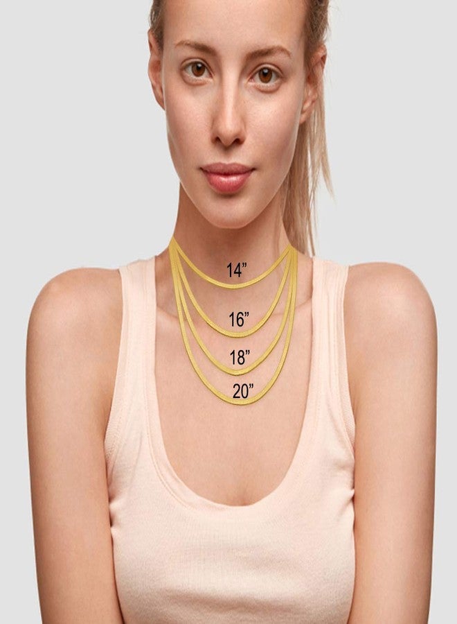 Fiusem قلادة فيوسيم للنساء، سلسلة متعرجة مطلية بالذهب عيار 14 قيراطًا للنساء، قلادة سلسلة ثعبان متعرجة، 4 مم (عرض) 16 بوصة (طول) - Image 5